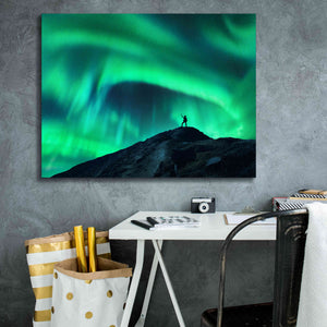 'Northern Lights And Woman' by Epic Portfolio, Giclee Canvas Wall Art,34x26