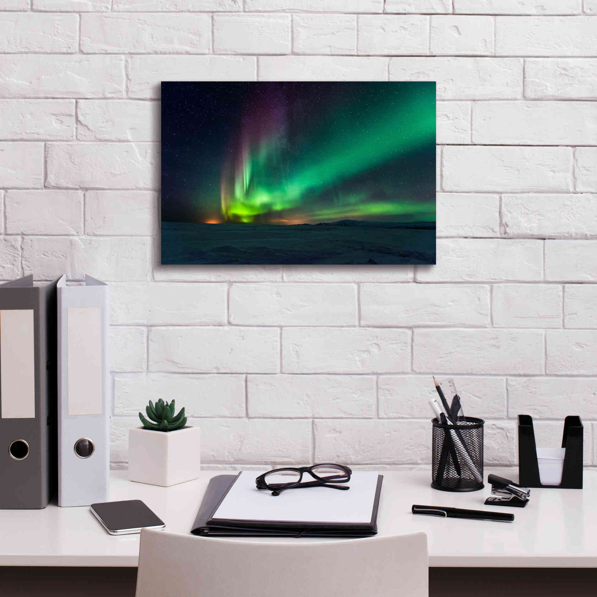 'Northern Lights Aurora Borealis 3' by Epic Portfolio, Giclee Canvas Wall Art,18x12