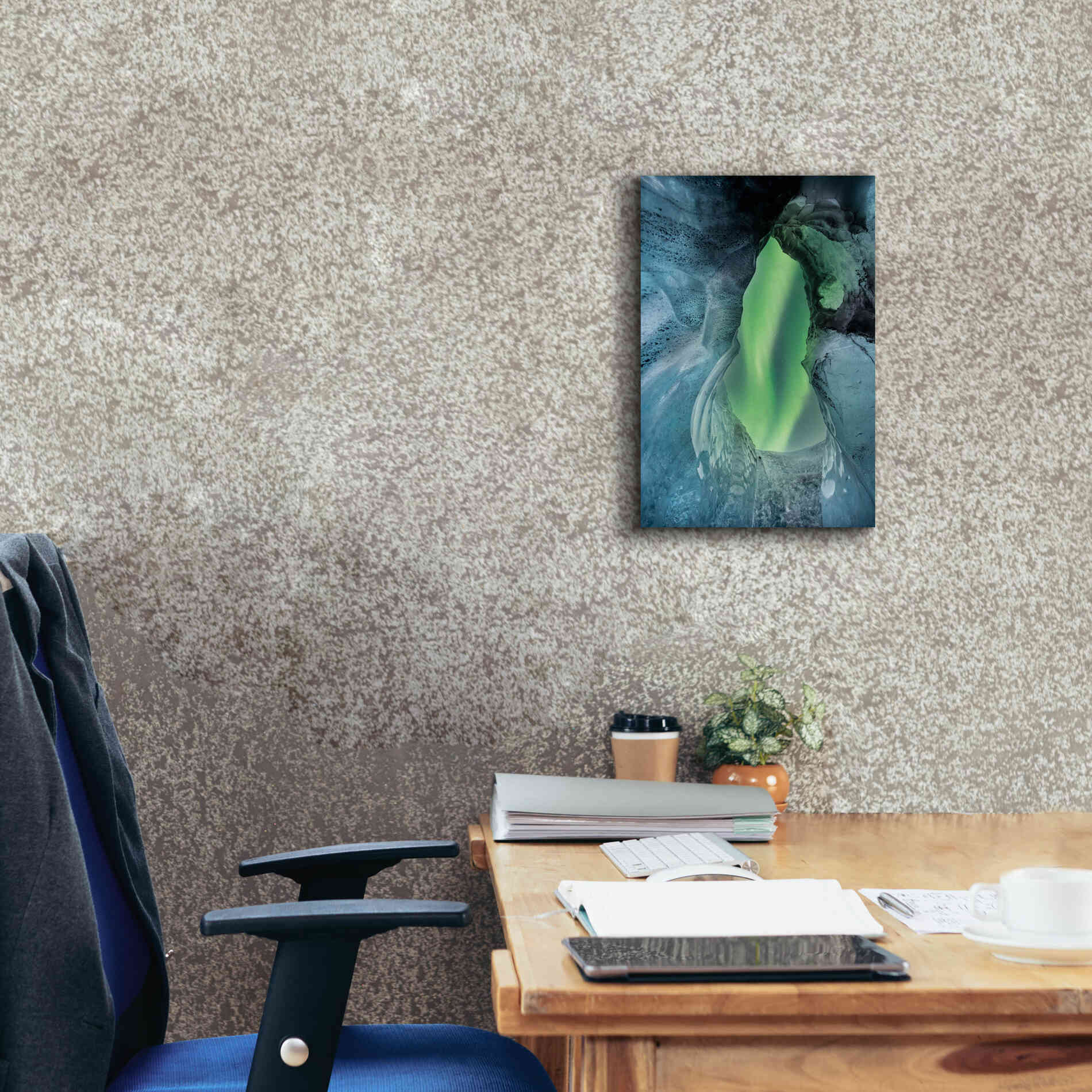 'Northern Lights Aurora Borealis Over Glacier Ice 1' by Epic Portfolio, Giclee Canvas Wall Art,12x18