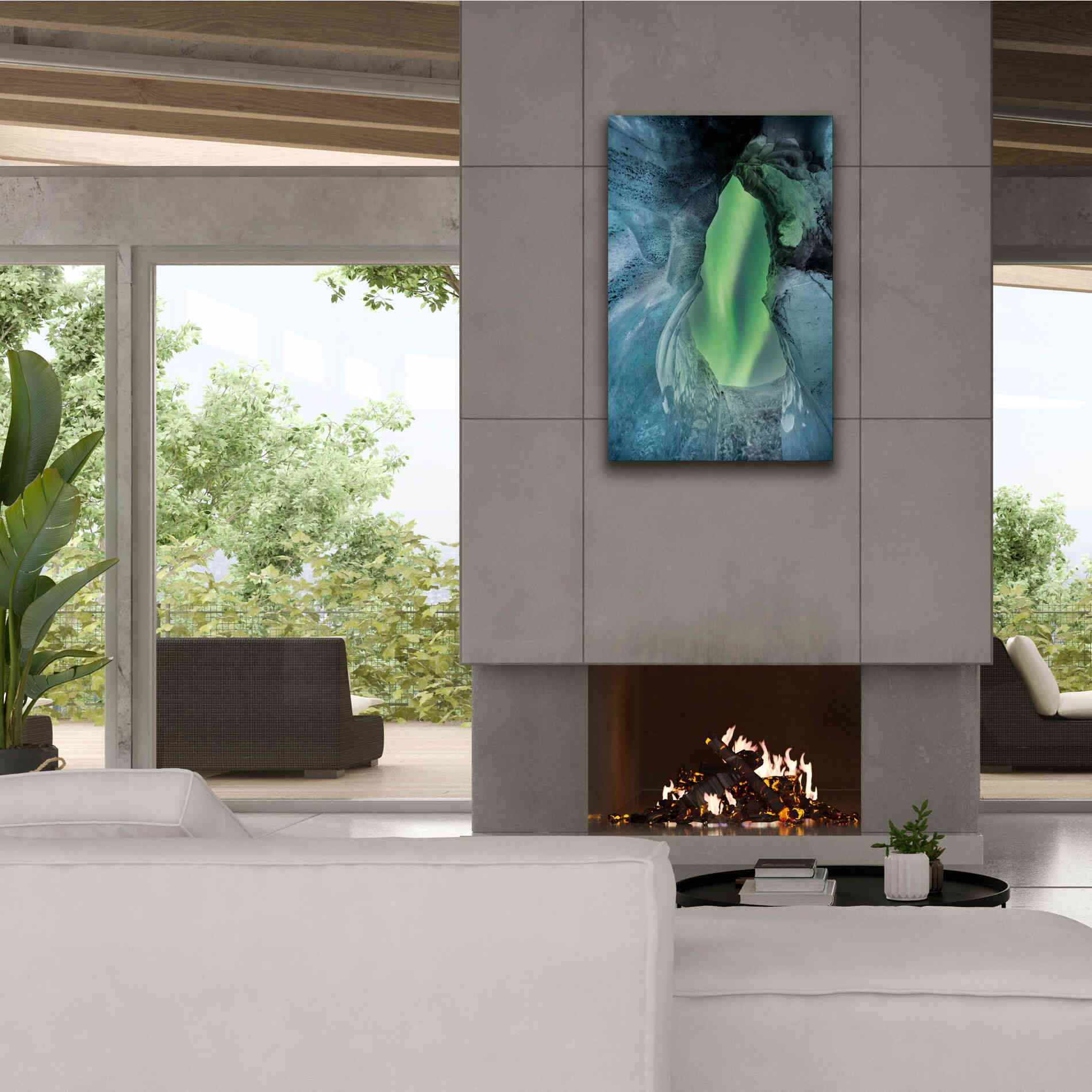 'Northern Lights Aurora Borealis Over Glacier Ice 1' by Epic Portfolio, Giclee Canvas Wall Art,26x40