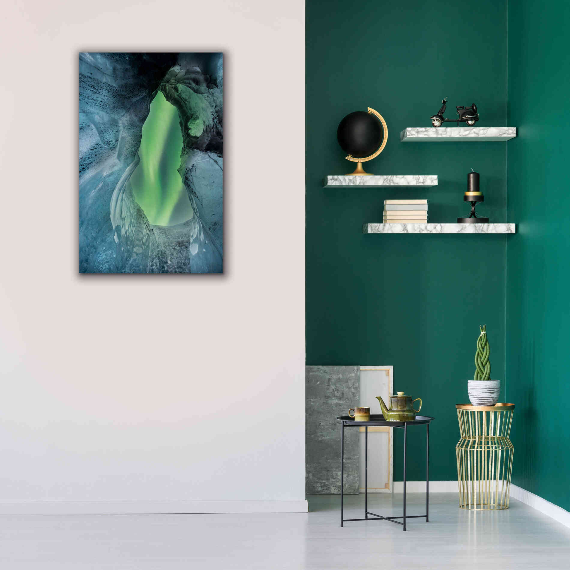'Northern Lights Aurora Borealis Over Glacier Ice 1' by Epic Portfolio, Giclee Canvas Wall Art,26x40