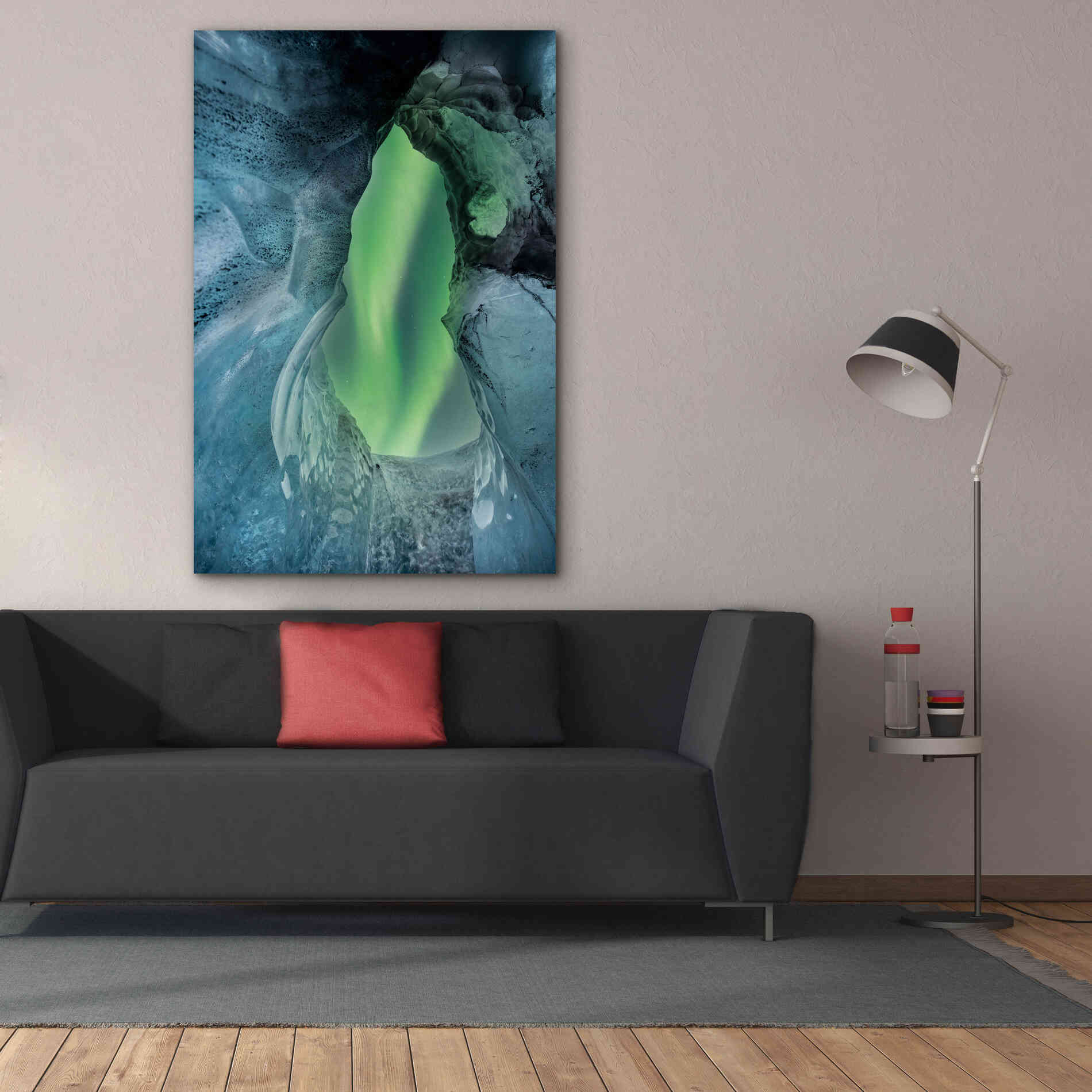 'Northern Lights Aurora Borealis Over Glacier Ice 1' by Epic Portfolio, Giclee Canvas Wall Art,40x60