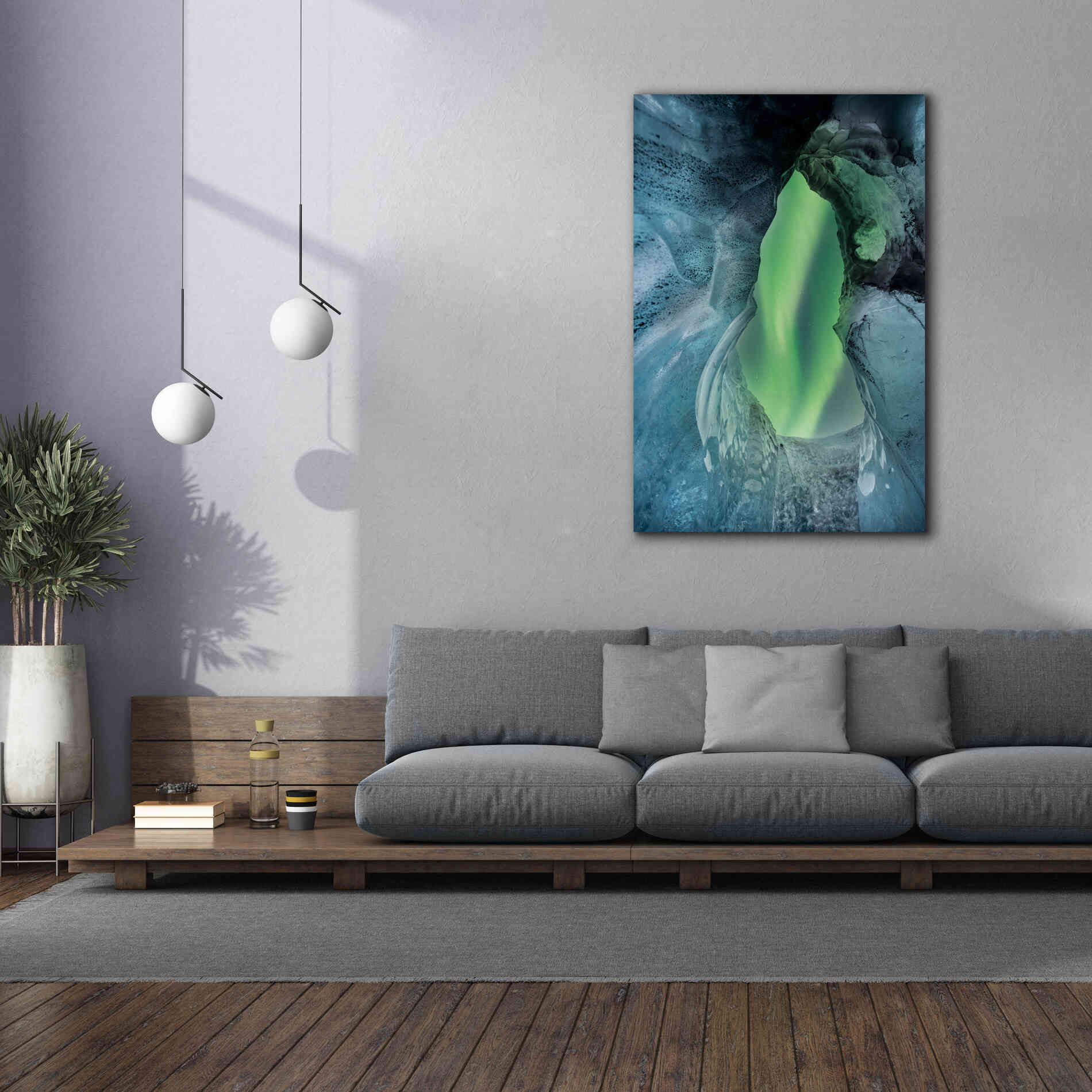 'Northern Lights Aurora Borealis Over Glacier Ice 1' by Epic Portfolio, Giclee Canvas Wall Art,40x60