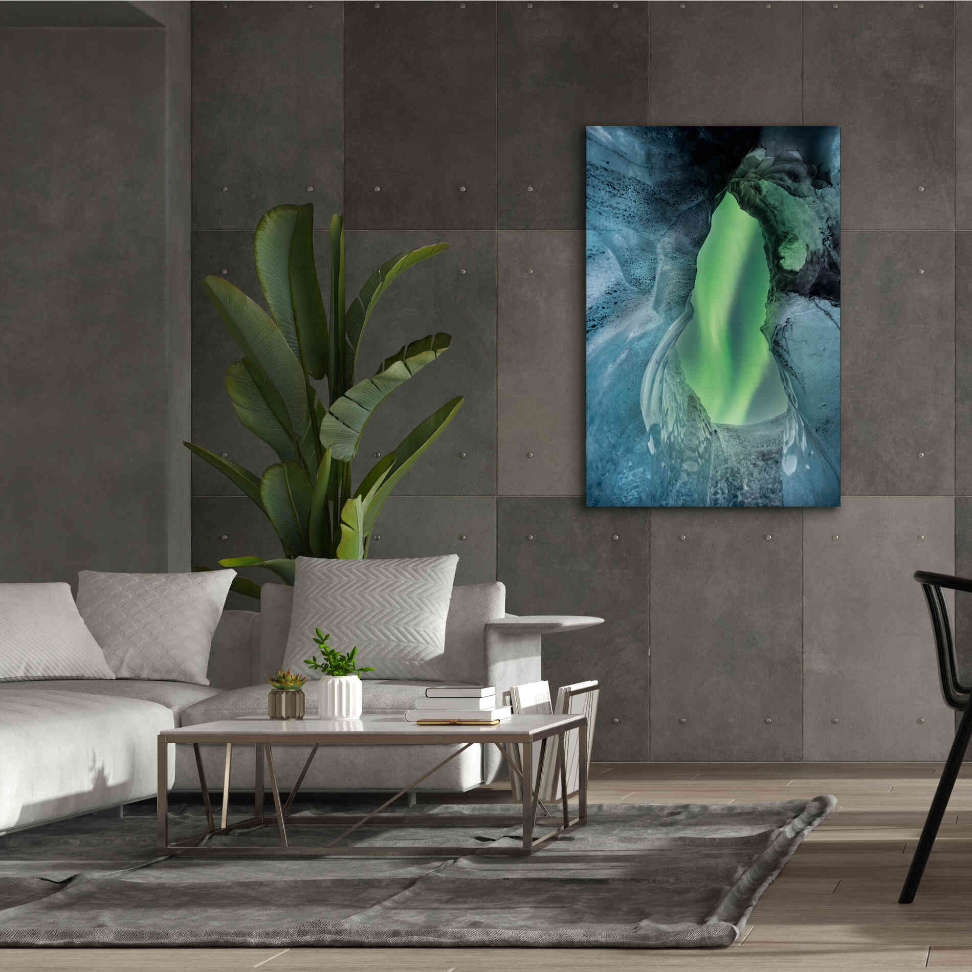 'Northern Lights Aurora Borealis Over Glacier Ice 1' by Epic Portfolio, Giclee Canvas Wall Art,40x60