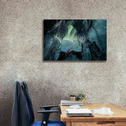 Image of 'Northern Lights Aurora Borealis Over Glacier Ice 2' by Epic Portfolio, Giclee Canvas Wall Art,40x26
