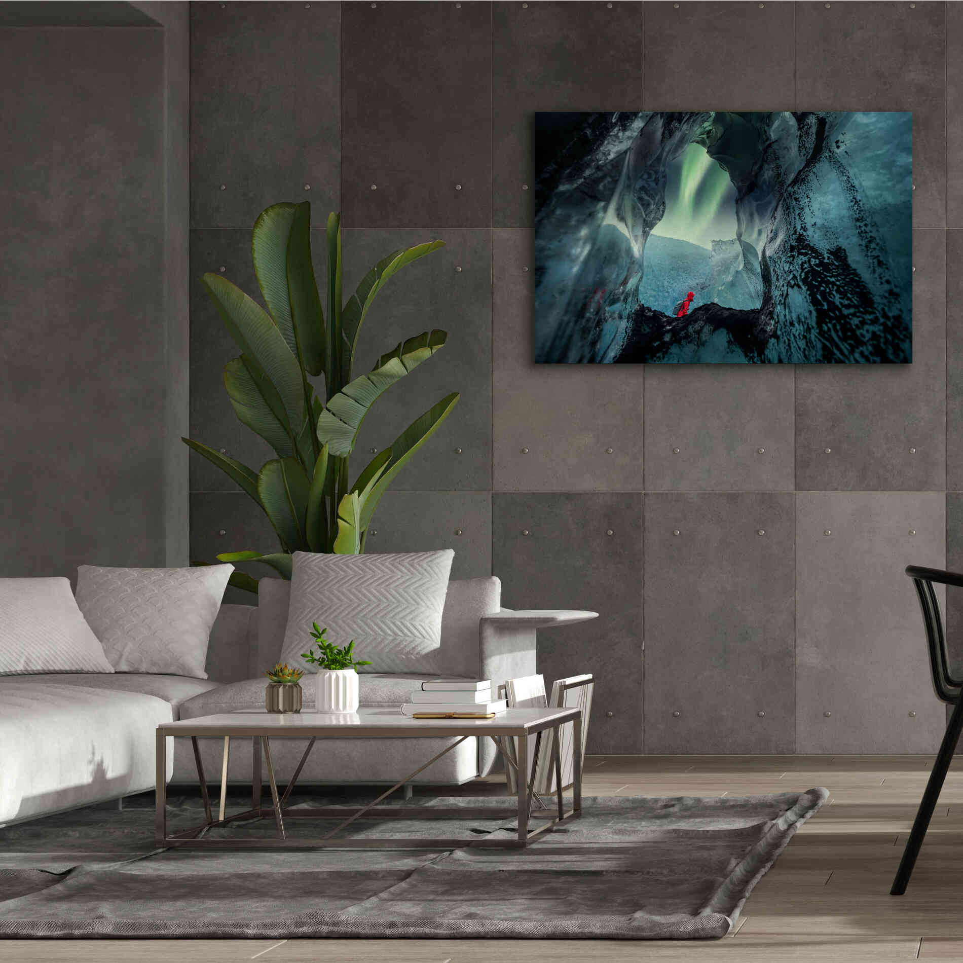 'Northern Lights Aurora Borealis Over Glacier Ice 2' by Epic Portfolio, Giclee Canvas Wall Art,60x40
