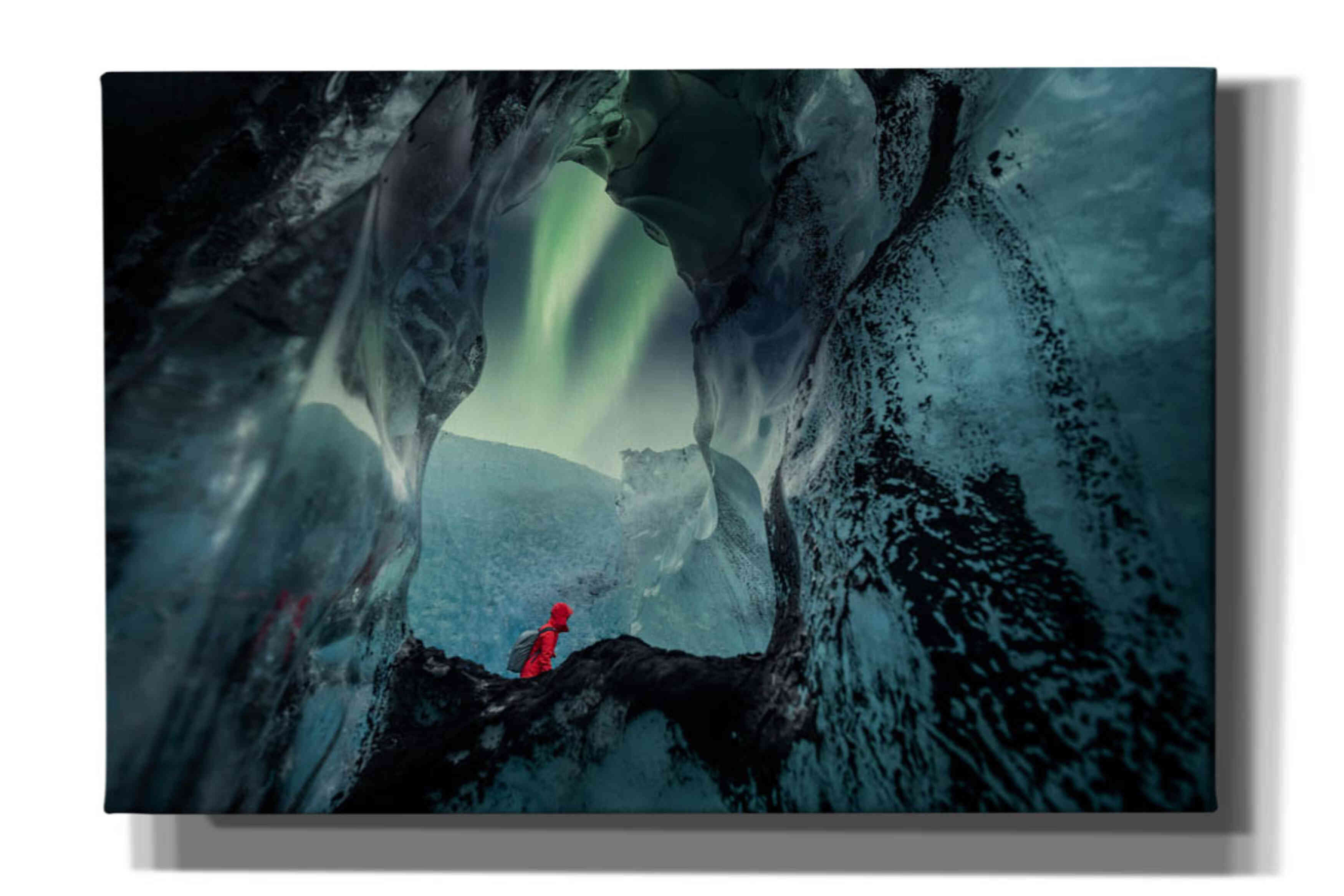 'Northern Lights Aurora Borealis Over Glacier Ice 2' by Epic Portfolio, Giclee Canvas Wall Art