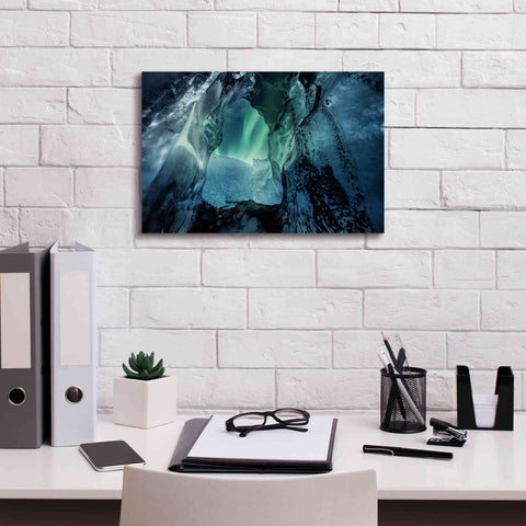 Image of 'Northern Lights Aurora Borealis Over Glacier Ice 3' by Epic Portfolio, Giclee Canvas Wall Art,18x12