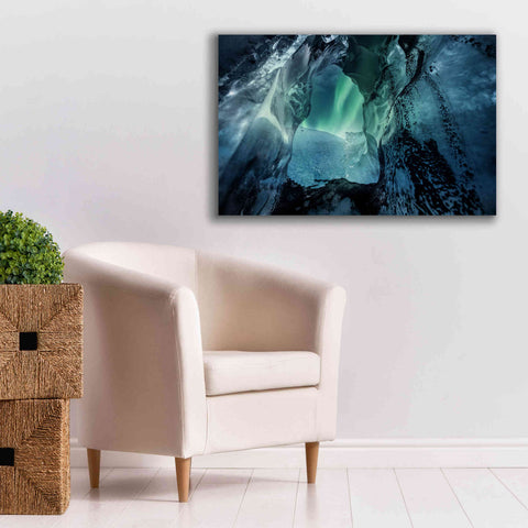 Image of 'Northern Lights Aurora Borealis Over Glacier Ice 3' by Epic Portfolio, Giclee Canvas Wall Art,40x26