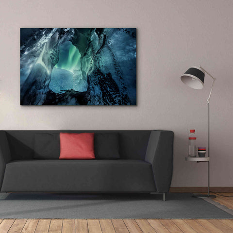 Image of 'Northern Lights Aurora Borealis Over Glacier Ice 3' by Epic Portfolio, Giclee Canvas Wall Art,60x40