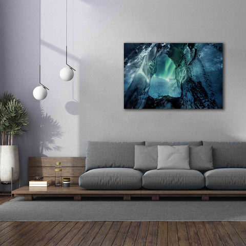 Image of 'Northern Lights Aurora Borealis Over Glacier Ice 3' by Epic Portfolio, Giclee Canvas Wall Art,60x40