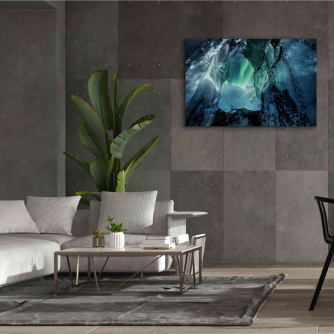 Image of 'Northern Lights Aurora Borealis Over Glacier Ice 3' by Epic Portfolio, Giclee Canvas Wall Art,60x40