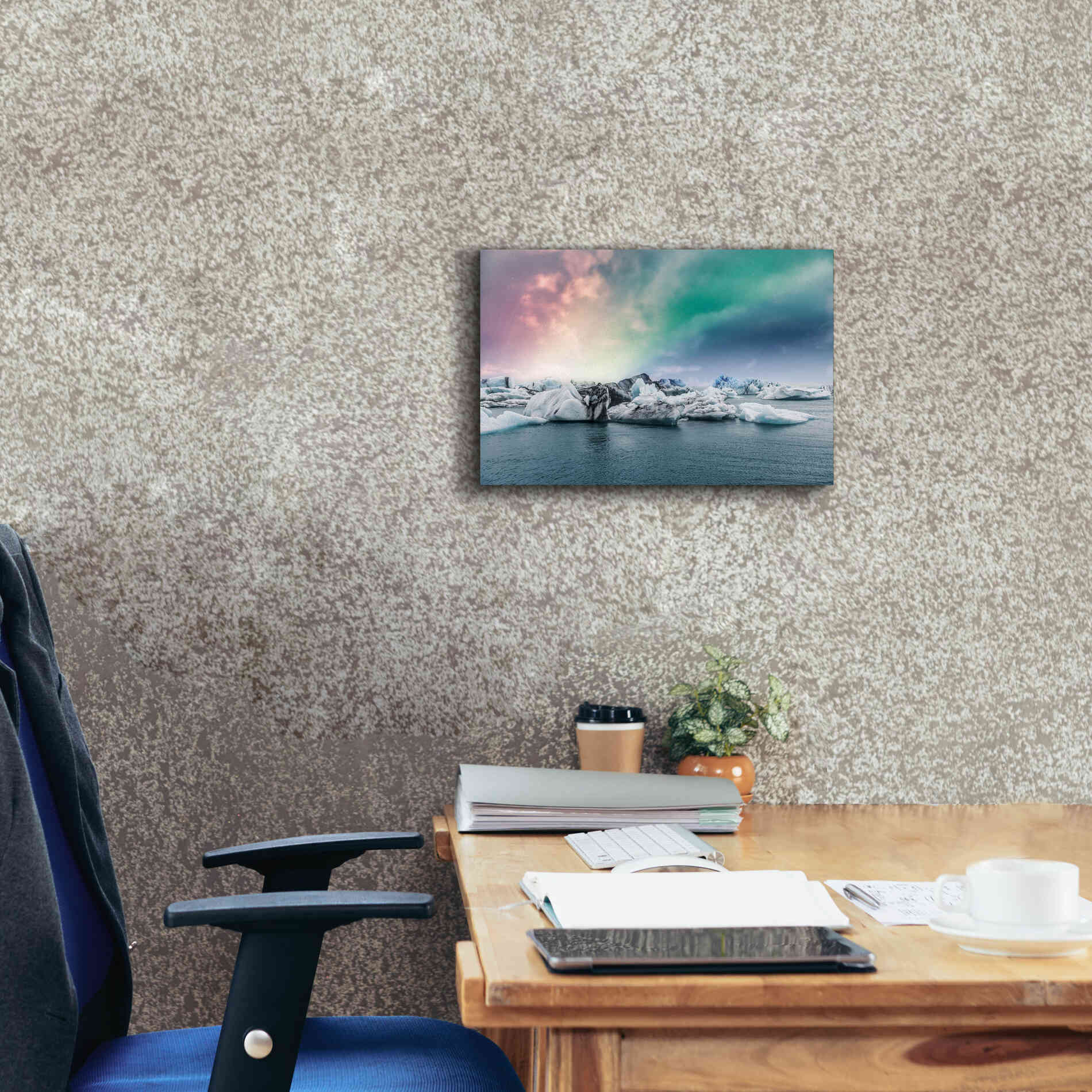 'Northern Lights Aurora Borealis Over Jokulsarlon' by Epic Portfolio, Giclee Canvas Wall Art,18x12