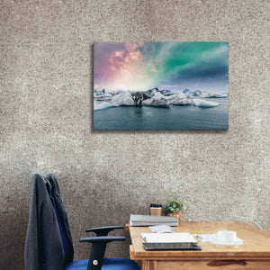 'Northern Lights Aurora Borealis Over Jokulsarlon' by Epic Portfolio, Giclee Canvas Wall Art,40x26