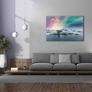 'Northern Lights Aurora Borealis Over Jokulsarlon' by Epic Portfolio, Giclee Canvas Wall Art,60x40