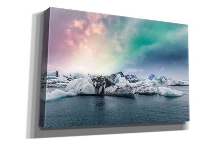 'Northern Lights Aurora Borealis Over Jokulsarlon' by Epic Portfolio, Giclee Canvas Wall Art