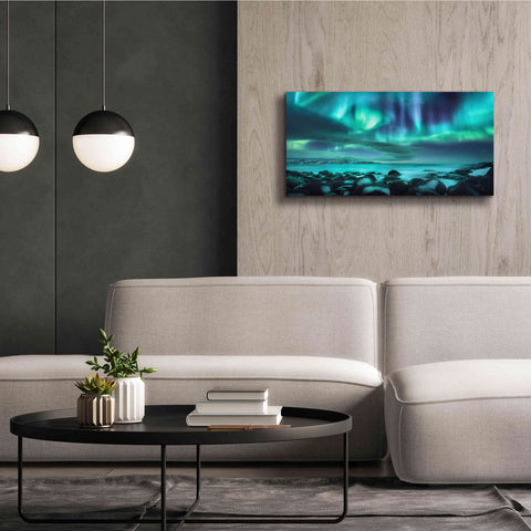 Image of 'Northern Lights Aurora Borealis Over Ocean' by Epic Portfolio, Giclee Canvas Wall Art,40x20