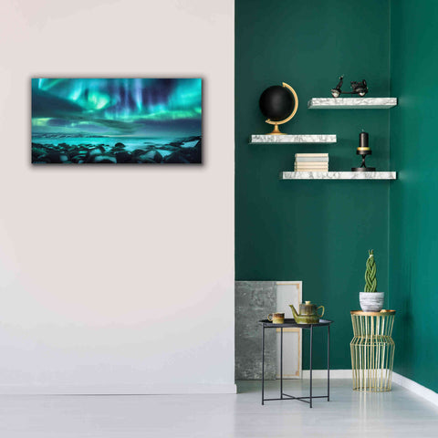 Image of 'Northern Lights Aurora Borealis Over Ocean' by Epic Portfolio, Giclee Canvas Wall Art,40x20