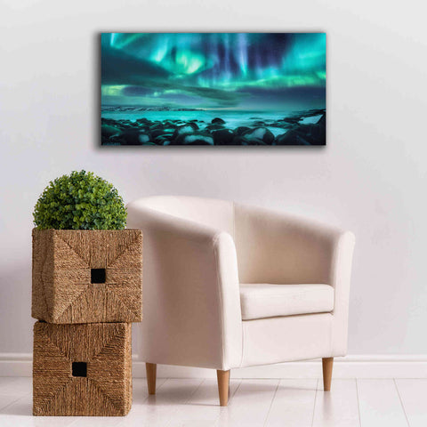 Image of 'Northern Lights Aurora Borealis Over Ocean' by Epic Portfolio, Giclee Canvas Wall Art,40x20