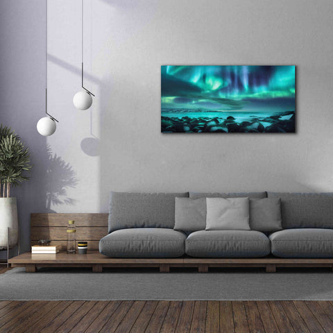 Image of 'Northern Lights Aurora Borealis Over Ocean' by Epic Portfolio, Giclee Canvas Wall Art,60x30