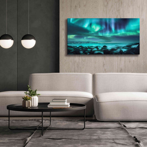 Image of 'Northern Lights Aurora Borealis Over Ocean' by Epic Portfolio, Giclee Canvas Wall Art,60x30