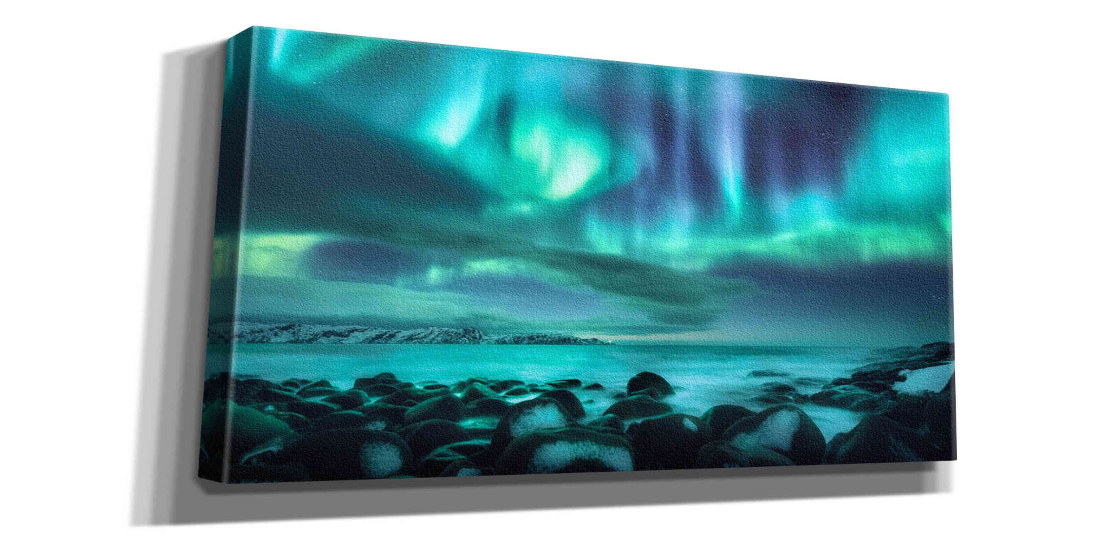 'Northern Lights Aurora Borealis Over Ocean' by Epic Portfolio, Giclee Canvas Wall Art