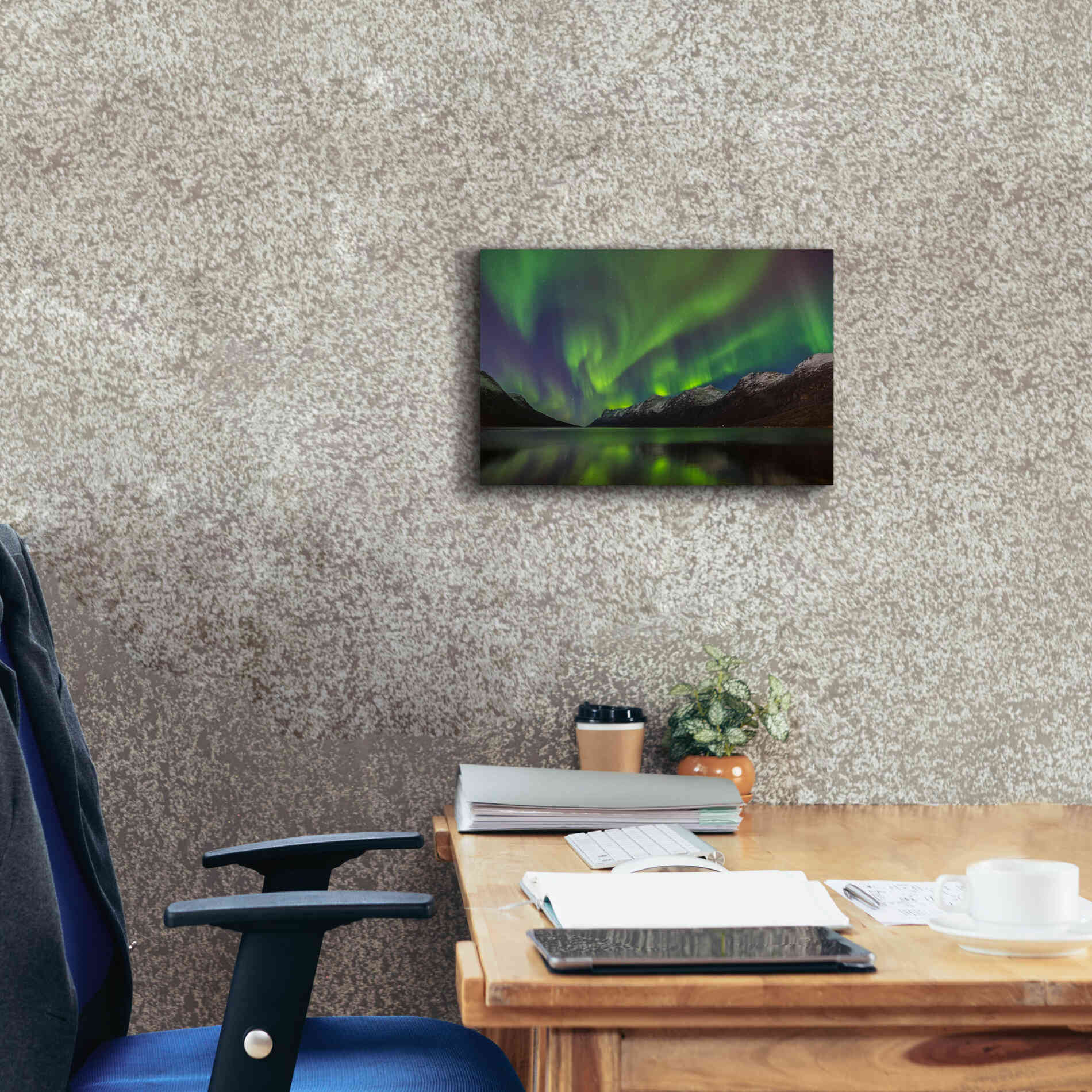 'Northern Lights In Ersfjorden' by Epic Portfolio, Giclee Canvas Wall Art,18x12