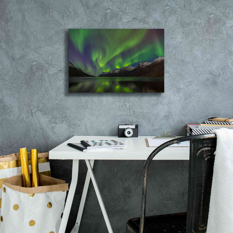 Image of 'Northern Lights In Ersfjorden' by Epic Portfolio, Giclee Canvas Wall Art,18x12