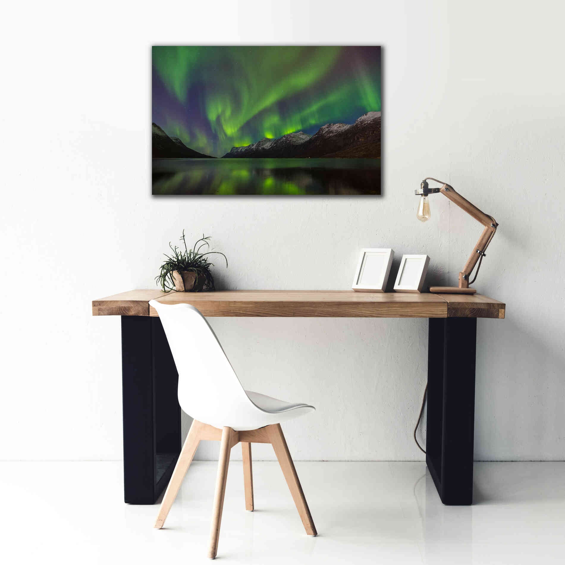 'Northern Lights In Ersfjorden' by Epic Portfolio, Giclee Canvas Wall Art,40x26