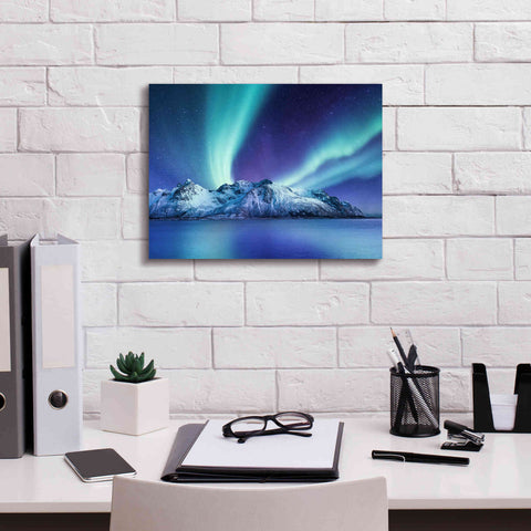 Image of 'Northern Lights In The Lofoten Islands Norway 1' by Epic Portfolio, Giclee Canvas Wall Art,16x12