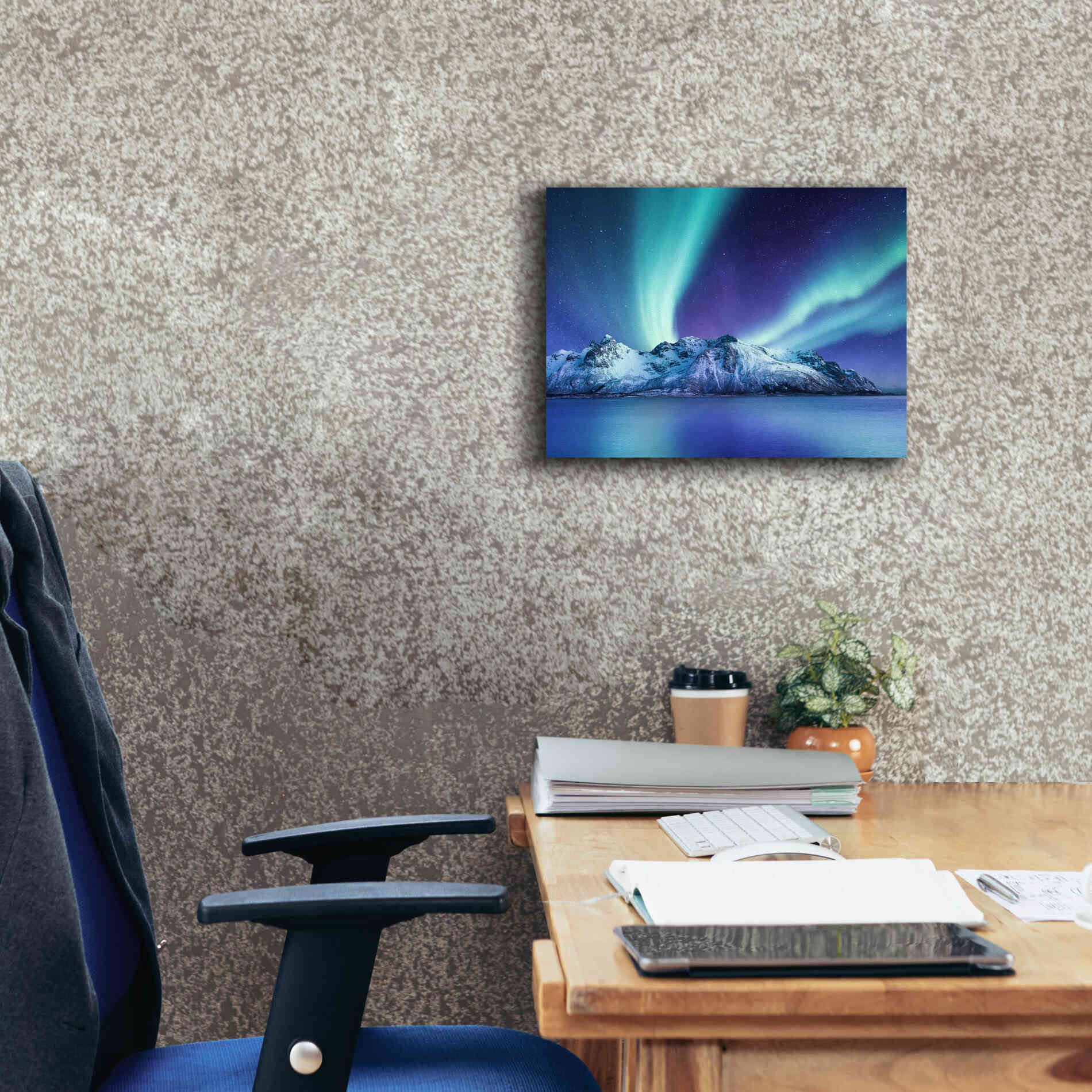 'Northern Lights In The Lofoten Islands Norway 1' by Epic Portfolio, Giclee Canvas Wall Art,16x12