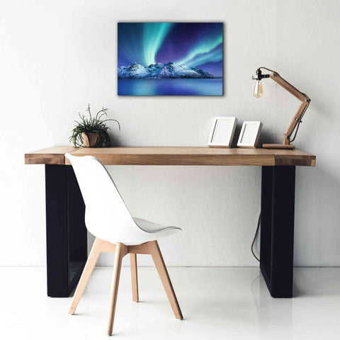 Image of 'Northern Lights In The Lofoten Islands Norway 1' by Epic Portfolio, Giclee Canvas Wall Art,26x18