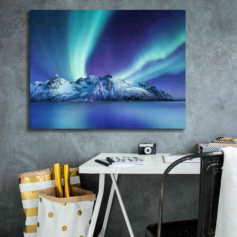 Image of 'Northern Lights In The Lofoten Islands Norway 1' by Epic Portfolio, Giclee Canvas Wall Art,34x26