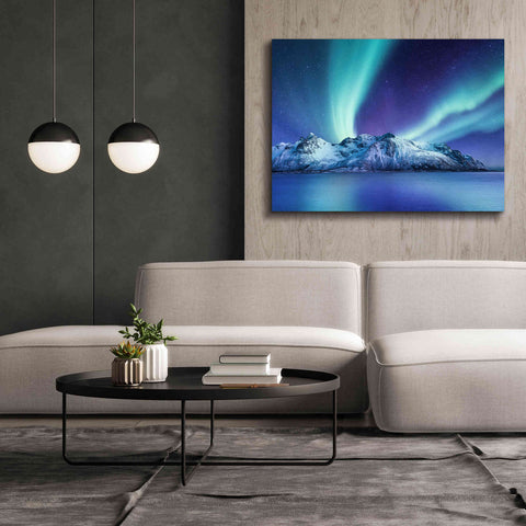 Image of 'Northern Lights In The Lofoten Islands Norway 1' by Epic Portfolio, Giclee Canvas Wall Art,54x40