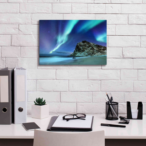 Image of 'Northern Lights In The Lofoten Islands Norway 2' by Epic Portfolio, Giclee Canvas Wall Art,18x12