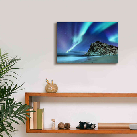 Image of 'Northern Lights In The Lofoten Islands Norway 2' by Epic Portfolio, Giclee Canvas Wall Art,18x12