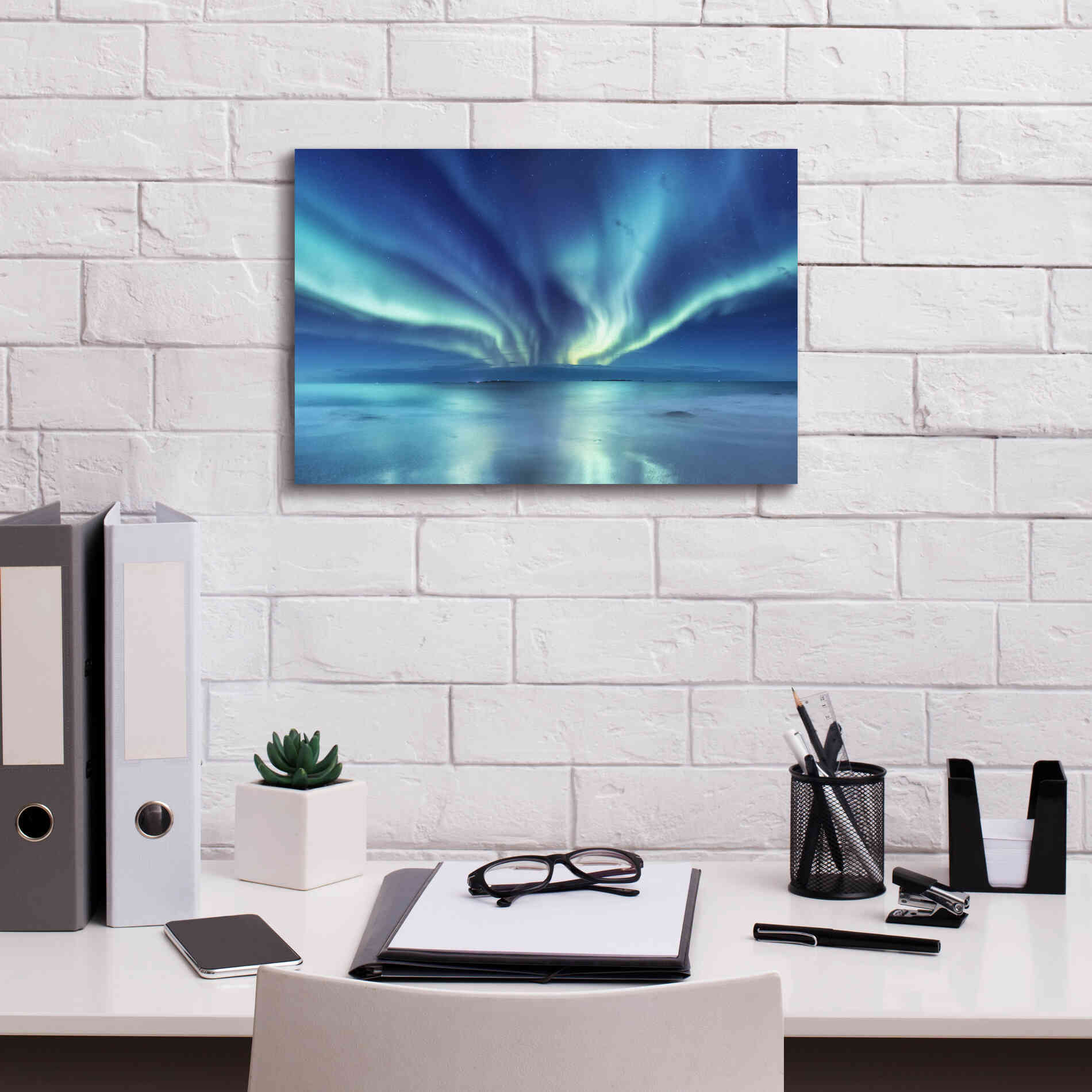 'Northern Lights In The Lofoten Islands Norway 3' by Epic Portfolio, Giclee Canvas Wall Art,18x12