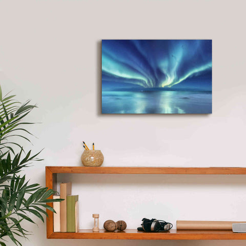 Image of 'Northern Lights In The Lofoten Islands Norway 3' by Epic Portfolio, Giclee Canvas Wall Art,18x12