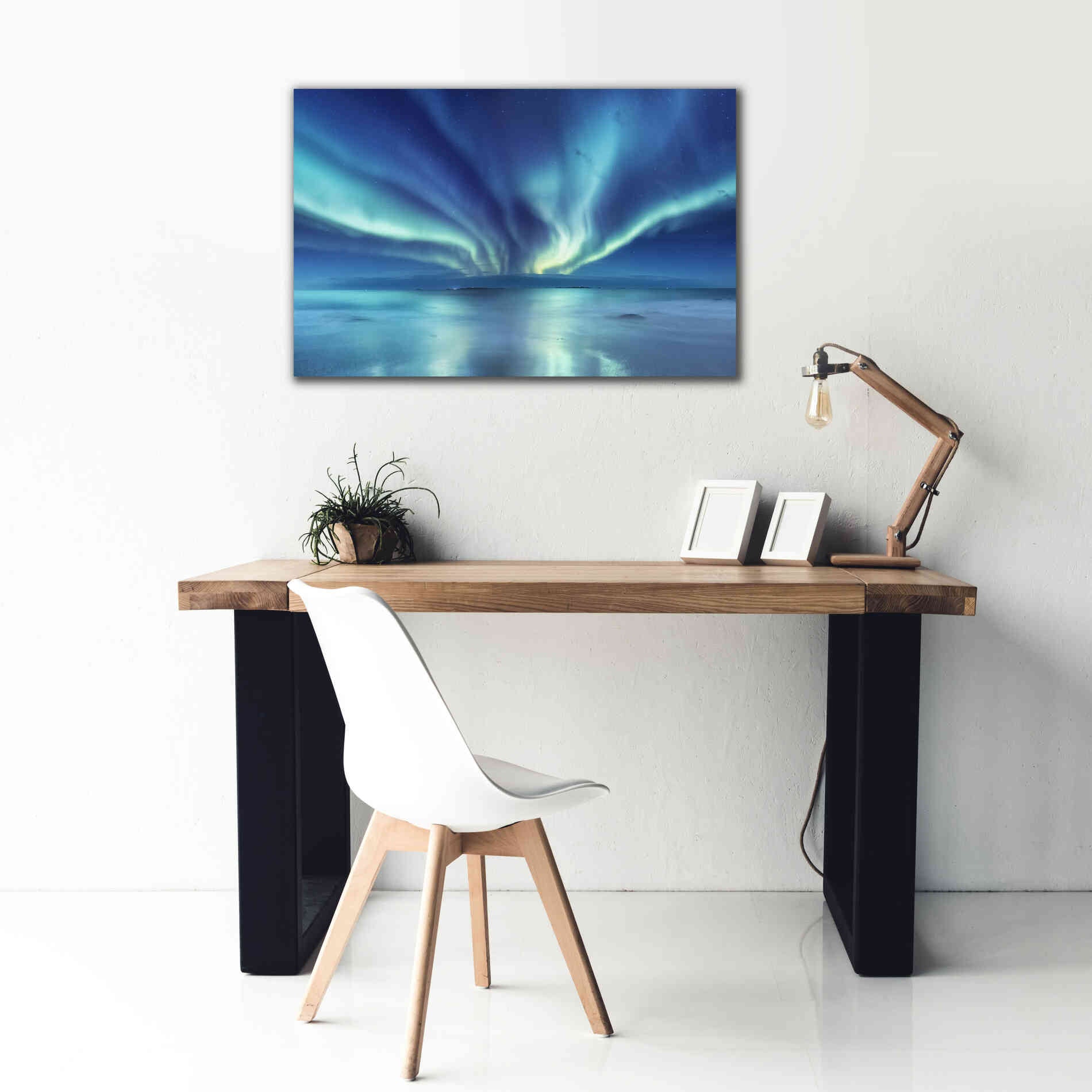 'Northern Lights In The Lofoten Islands Norway 3' by Epic Portfolio, Giclee Canvas Wall Art,40x26
