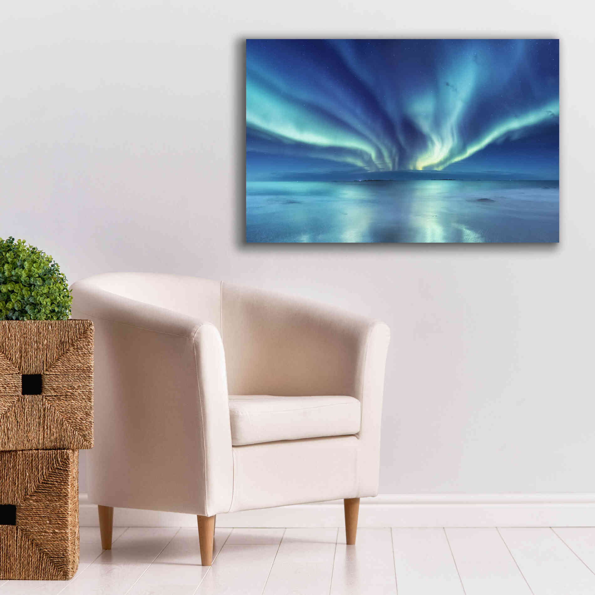 'Northern Lights In The Lofoten Islands Norway 3' by Epic Portfolio, Giclee Canvas Wall Art,40x26