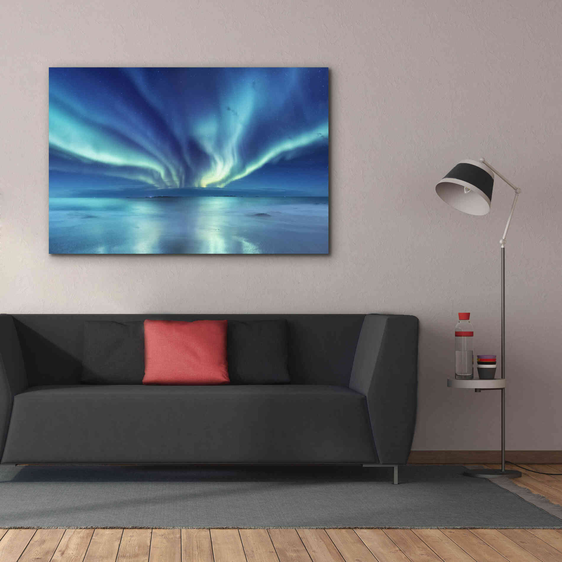 'Northern Lights In The Lofoten Islands Norway 3' by Epic Portfolio, Giclee Canvas Wall Art,60x40