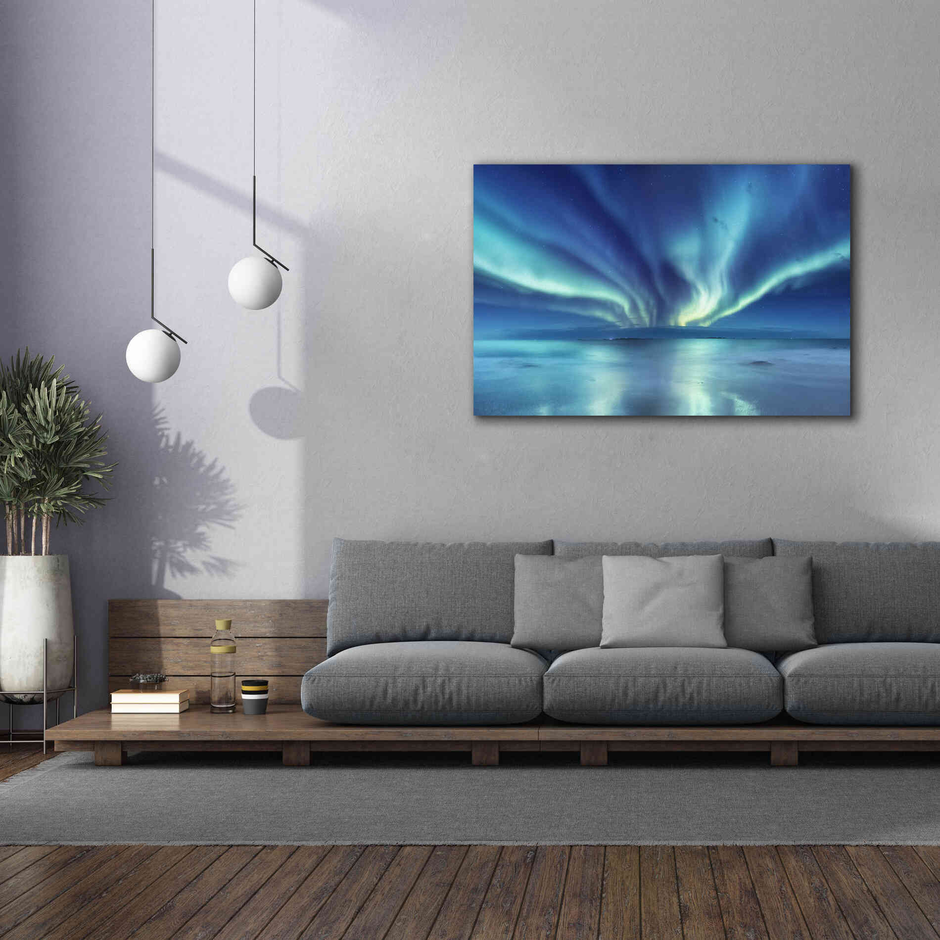 'Northern Lights In The Lofoten Islands Norway 3' by Epic Portfolio, Giclee Canvas Wall Art,60x40