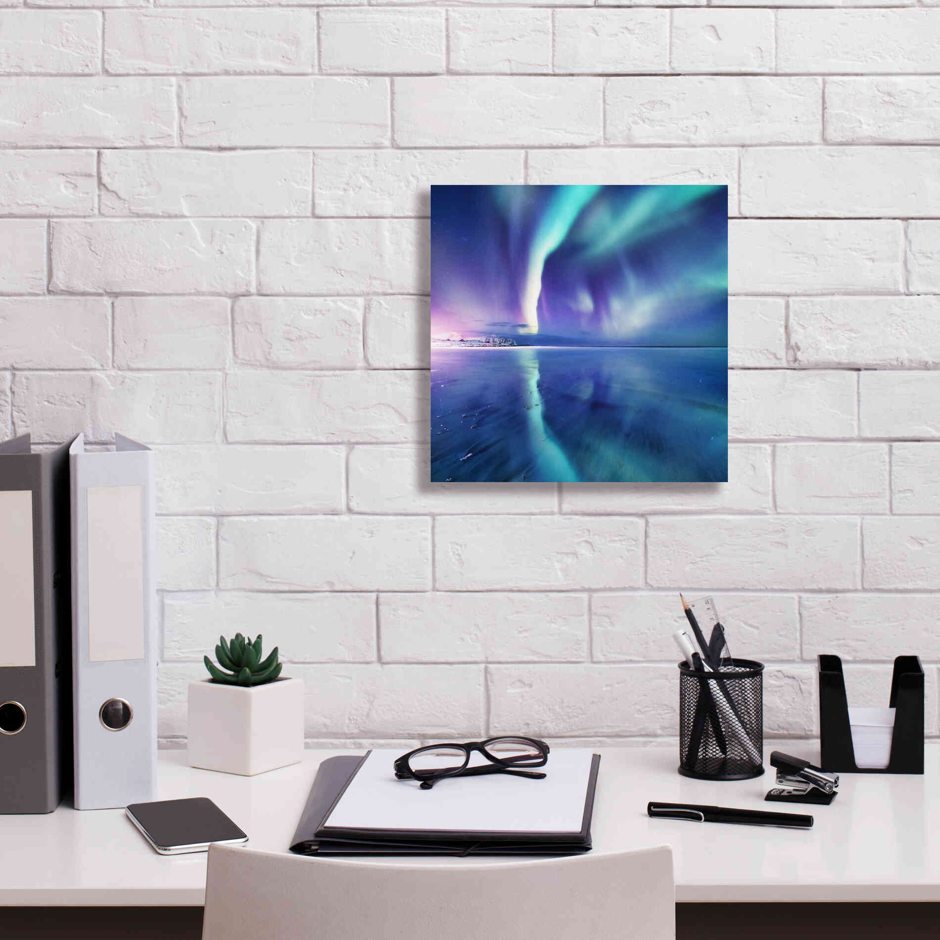 'Northern Lights In The Lofoten Islands Norway 4' by Epic Portfolio, Giclee Canvas Wall Art,12x12