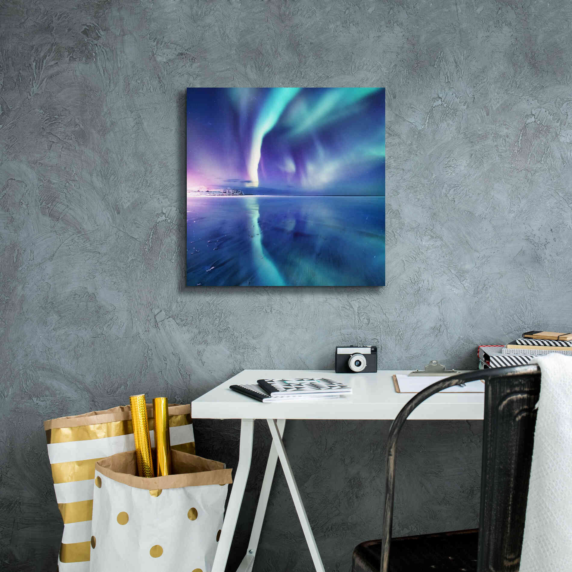 'Northern Lights In The Lofoten Islands Norway 4' by Epic Portfolio, Giclee Canvas Wall Art,18x18