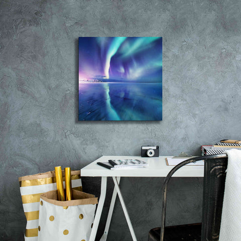 Image of 'Northern Lights In The Lofoten Islands Norway 4' by Epic Portfolio, Giclee Canvas Wall Art,18x18