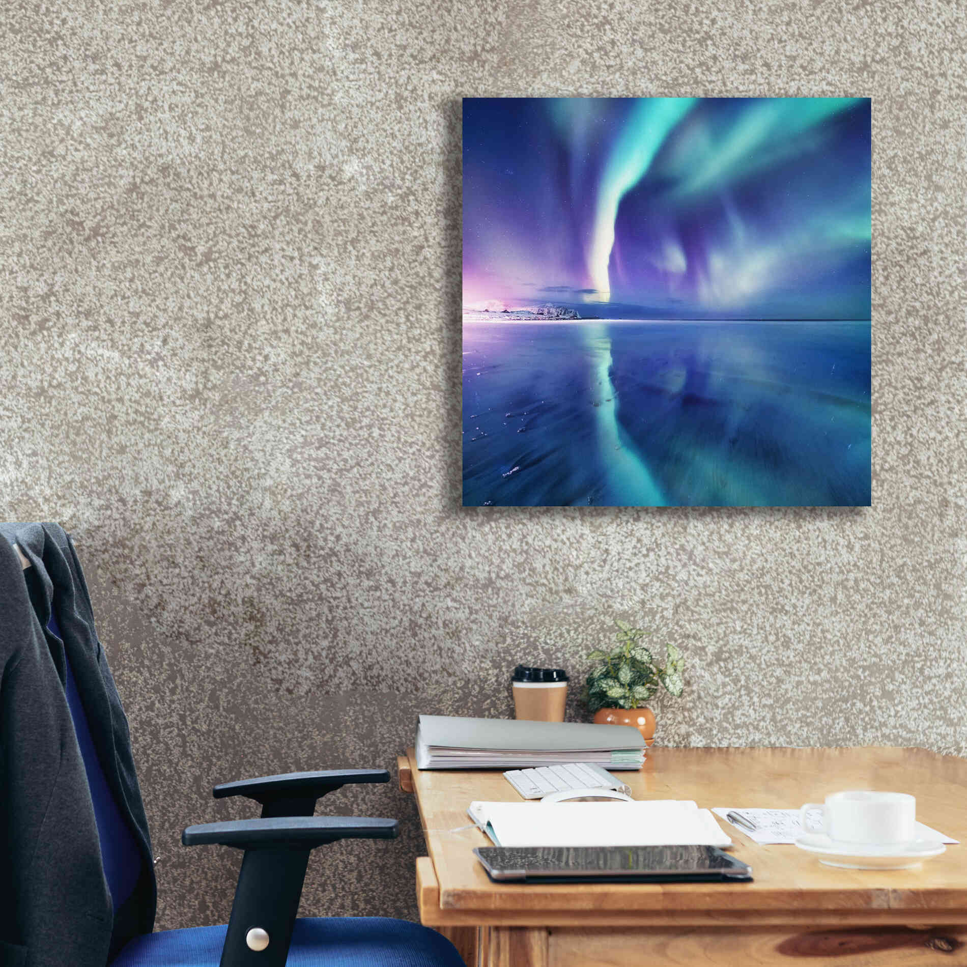 'Northern Lights In The Lofoten Islands Norway 4' by Epic Portfolio, Giclee Canvas Wall Art,26x26