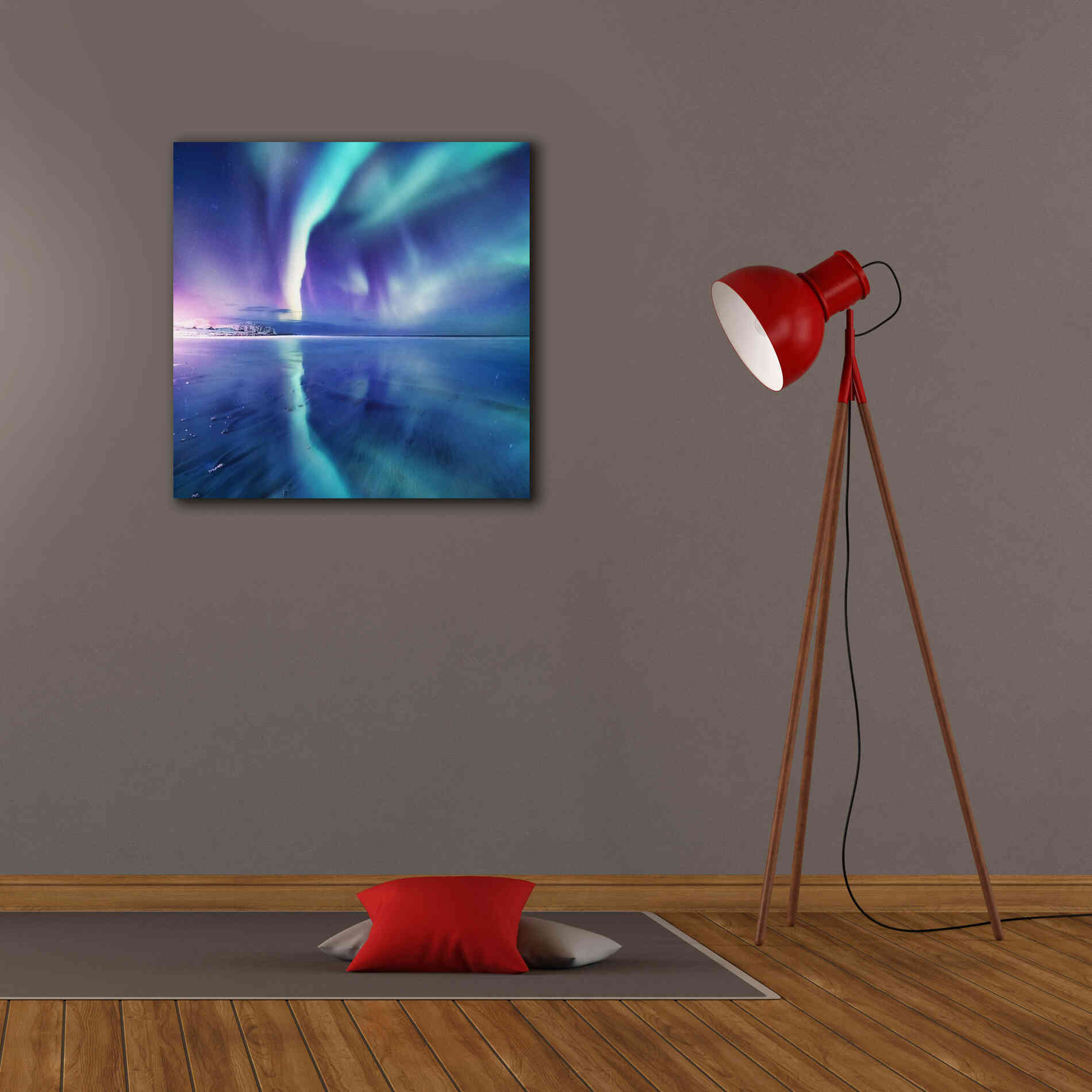 'Northern Lights In The Lofoten Islands Norway 4' by Epic Portfolio, Giclee Canvas Wall Art,26x26