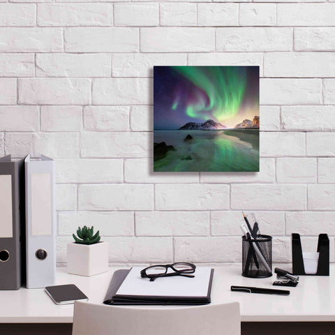 Image of 'Northern Lights In The Lofoten Islands Norway 5' by Epic Portfolio, Giclee Canvas Wall Art,12x12