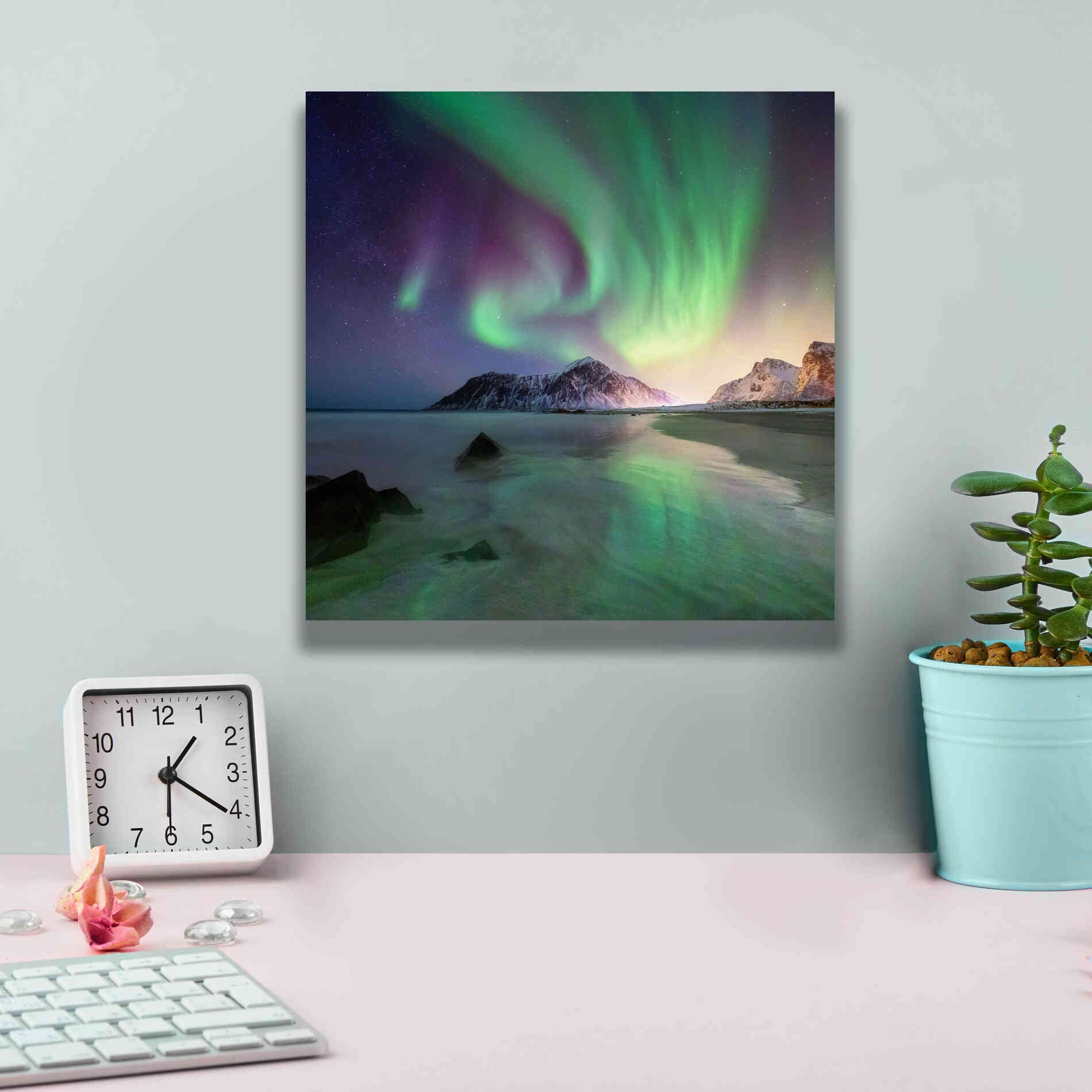 'Northern Lights In The Lofoten Islands Norway 5' by Epic Portfolio, Giclee Canvas Wall Art,12x12