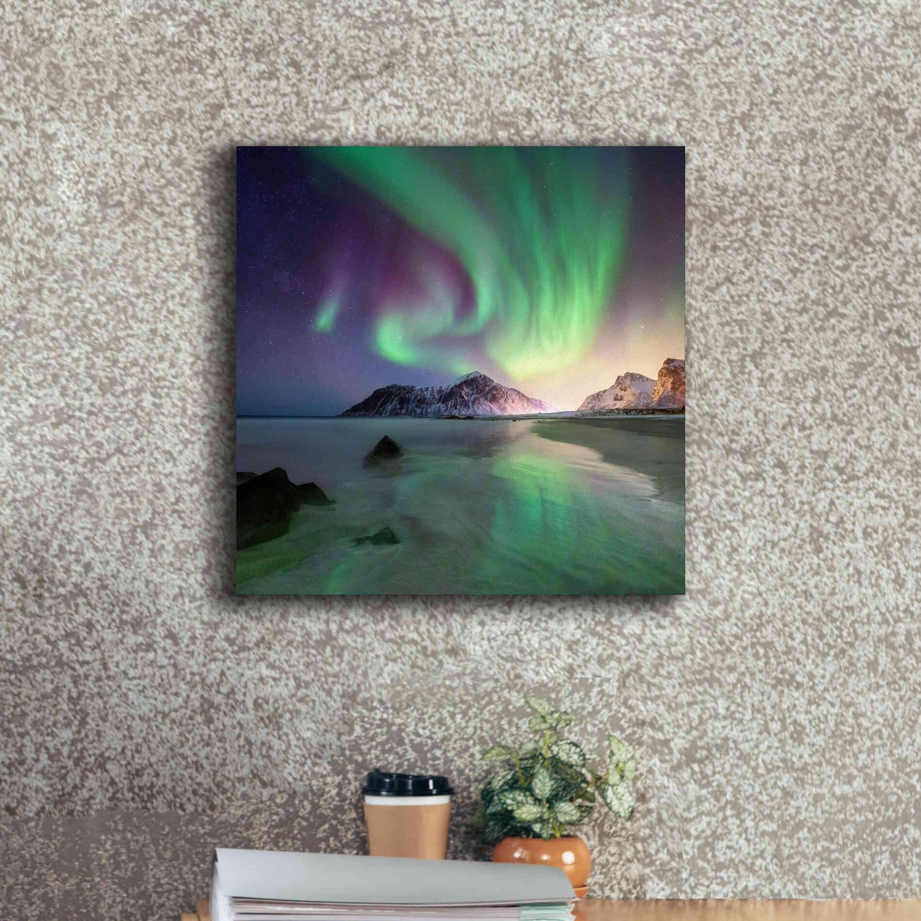 'Northern Lights In The Lofoten Islands Norway 5' by Epic Portfolio, Giclee Canvas Wall Art,18x18